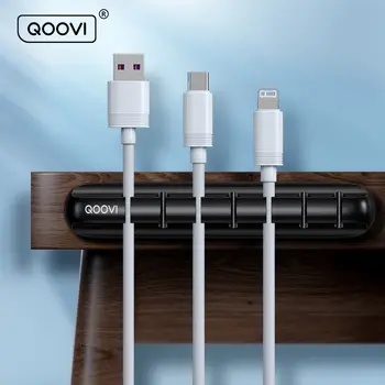 Кабелен органайзер QOOVI, Държач за Кабели за управление, Гъвкав USB-кабел за ликвидация, чист силиконови скоби за мишки, Клавиатури, слушалки