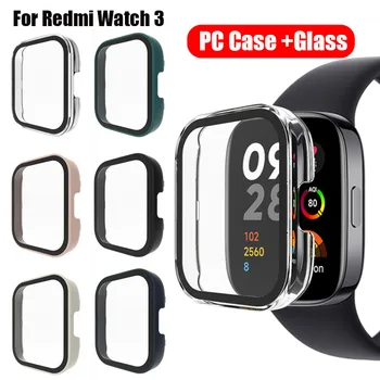 Калъф за КОМПЮТЪР + Стъкло за Redmi Watch 3 Active Screen Protector от Закалено Стъкло за Защита на Бронята за часа Redmi Watch 3 Lite Cover