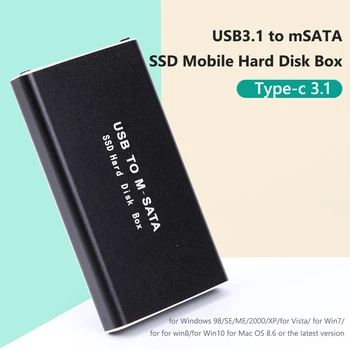 Калъф за мобилен твърд диск, адаптер mSATA за Type-C 3.1, корпус на твърдия диск, кутия за SSD-та