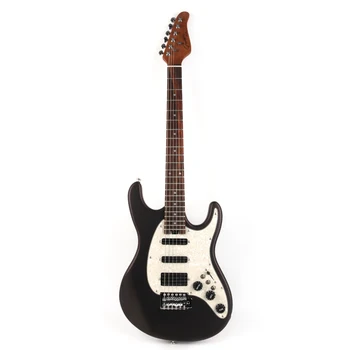 качествена електрическа китара с брачните от печени клен черен цвят