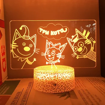 Кид-E-Cats Фигурки Нощни Лампи, Анимационни филми За Деца Акрилни Влакчета, Led Лампа за Нощно Шкафче за Спалня Deocr Детски Празничен Подарък