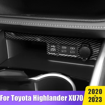 Кола на Централното Управление на USB запалката панел обстановка Рамка капак Завърши Стикери за Toyota Highlander XU70 2020 2021 2022 2023