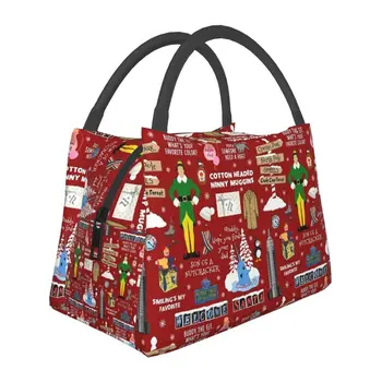Колаж Buddy The Elf, изолирани чанти за обяд за жени, Коледен за многократна употреба охладител, термален обяд-бокс за хранене, Офис в Болница