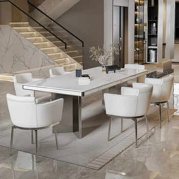 Комбинация от бюрото и стола в италиански стил, с правоъгълна каменна плоча, модерен дизайн, висококачествени маса в голям размер