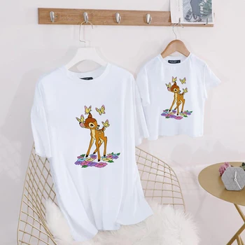 Комплект дрехи Бамби Harajuku За майки И Дъщери, Модерна Семейна тениска, Универсален Основен принт 