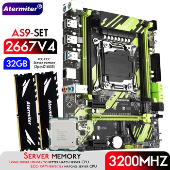 Комплект дънната платка Atermiter X99 AS9 с процесор Xeon E5 2667 V4 CPU LGA2011-3 DDR4 32 GB (2X16 GB) памет, 3200 Mhz ECC REG