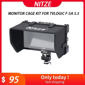 Комплект за закрепване на монитора Nitze за TVLogic F-5A 5.5 със Скоба за кабел HDMI, Sunhood LS5-C, Монтиране на притежателя на монитора N54-G1