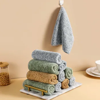 Комплект кухненски кърпи от микрофибър, бамбукови кърпи за кухня, кърпа, Мека кърпа за миене на съдове, впитывающая кърпа за почистване, Парцали
