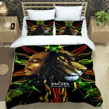 Комплекти спално бельо с изображение на лъв Боб Марли и кленов лист, от кулинарни консумативи, чаршаф, стеганое одеяло, комплект спално бельо, луксозен подарък за рожден ден