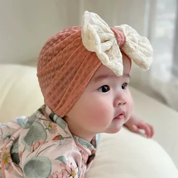 Корейски Стил, скъпа шапка-качулка свързани с лък за новородени момичета, пролетно-лятна мека шапчица Infantil, детска индийски шапчица свързани с лък