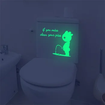 Креативен cartoony светещи в тъмното човек, английска стикер на тоалетна, украса за тоалетна Може да се оттегли, стикер за стена, декорация за дома от PVC