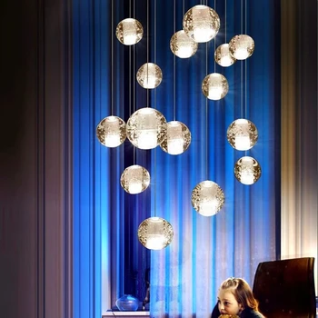 Кристални led таван полилеи, топки за стълби, натяжной окачен лампа, антре, бар, начало декор, окачена лампа на дългия кабел