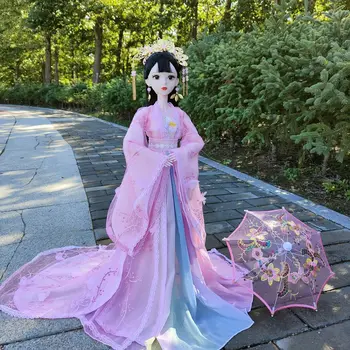 кукла Bjd височина 60 см, Пълен комплект 1/3 китайски антични костюми Класически дрехи Hanfu Принцеса Подарък на едно Момиче На рожден Ден на една Красива Играчка