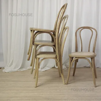 Кухненски стол за хранене, Ресторант, проста скандинавски домакински мебели, столове с облегалка, модерен Лесно луксозно кресло за отдих от масивно дърво