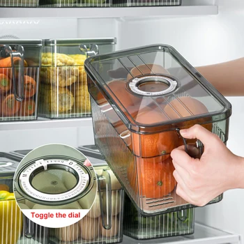 Кухненски Съдове за съхранение с капак за запис на време Организаторите за хладилници За съхраняване на пресни храни и плодове, Кутии за съхранение във фризера на хладилника