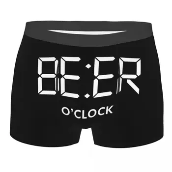 Къси панталони-боксерки с принтом Beer Oclock за мъже, мъжко бельо с 3D принтом, гащи, секси, Меки Гащи