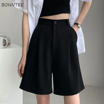 Къси панталони, дамски свободни ежедневни директни прости модерен унисекс, корейската елегантна градинска дрехи с дължина до коляното, лятото, елегантен дизайн, универсални Ins