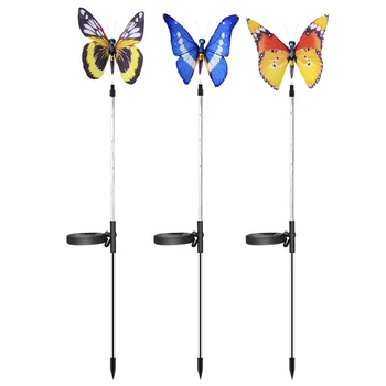 Лампа-пеперуда от слънчева влакна, ярка форма на пеперуда, атрактивен лампа за алеи, тротоари, тераси, бижута