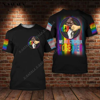 ЛГБТ Дъгова Гордост, Заедно сме по-силни, тениски с 3D Принтом От Млечно Влакно За ЛГБТ, Мъжки Ризи, Дамски Ежедневни Топ, Подарък За Лесбийки