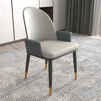 Леки луксозни трапезни столове, минималистичные модерни минималистичные столове за приемане на гости и преговори с крака от въглеродна стомана за домашна употреба