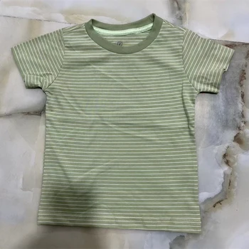Летни детски дрехи 90-155 см, Памучен Ежедневни тениска Кремава на Цвят с къс ръкав 