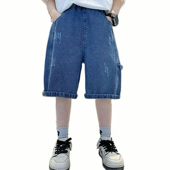 Летни дънки за момчета, обикновен детски дънки, casual стил за момчета, детски дънки, бебешки дрехи за тийнейджъри 6 8 10 12 14
