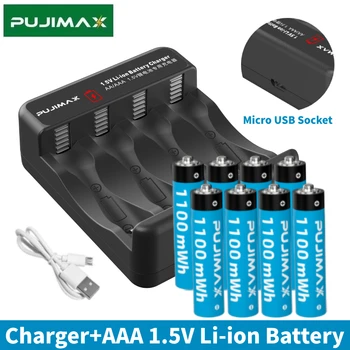 Литиево-йонна Акумулаторна Батерия PUJIMAX 1,5 1100 МВтч с една Литиева Батерия, Специален Комплект Зарядни устройства, Конектор Micro USB, Сигурна и надеждна