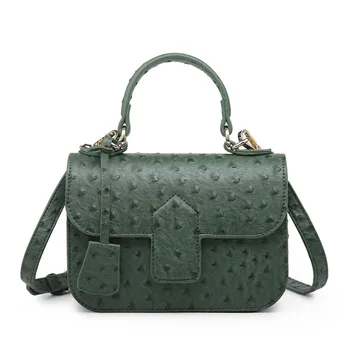 Луксозна дизайнерска чанта от кожа с страусиным петна, женски клатч, вечерна мода зелена страусиная чанта