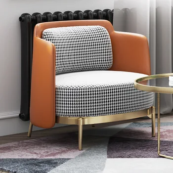 Луксозна единична стол в скандинавски стил, хол, балкон, свободно време, изчистен модерен хотел, луксозен дизайнерски диван-стол