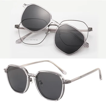Магнитни очила, поляризирани слънчеви очила за мъже и жени, рамки с клипсой за оптични очила компютър, квадратни ультралегкие