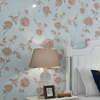 Малка американска стая с цветя Спалня Безпроблемна бельо стенни кърпа за Гости ресторант на Цялата къща-Евтин стена в луксозен стил