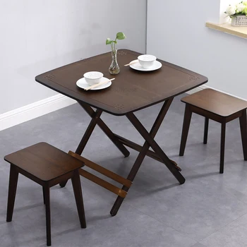 Маса за хранене от скандинавския бамбук за мебели за дома, квадратна маса за хранене, лесно лукс, простота, сгъваеми маси за ресторанти