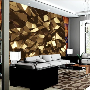Мащабната фреска wellyu по поръчка, 3D абстрактно архитектурно пространство, златна многоугольная хартия, хол, спалня, диван, тапети тапети
