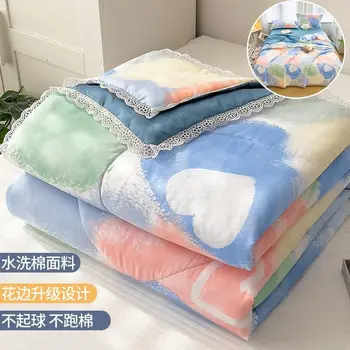 Миещ юргани Лятно одеало за кондициониране на въздуха от промит памук, мека дышащее одеяло, коварен одеяло