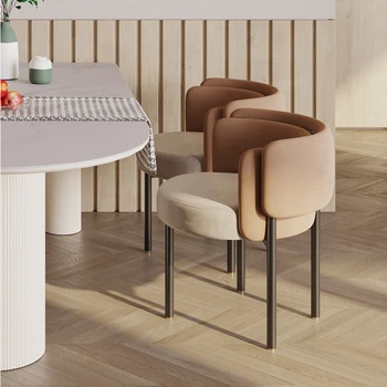 Минимален подлакътник на обедната стола Черни Крака Тъканни Метални Столове за всекидневна Удобен Дизайн за почивка Sillas Cocina Мебели за дома