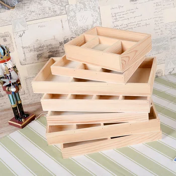 Многофункционален дървена кутия за съхранение на Дървена кутия за сортиране на работния плот/ Организация кутия за съхранение на водни растения