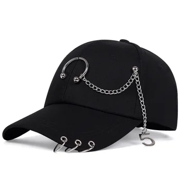 Мода, хип-хоп бейзболна шапка памук творчески пиърсинг пънк шапки за възрастни ежедневни твърда регулируема шапка възстановяване на предишното положение шапки