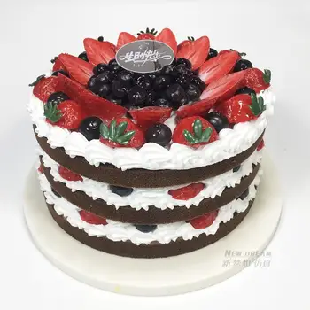 Модел на торти за сандвичи за рожден ден, симулация на модела на торти с плодов ягодова пяна, проби витрини, фалшив торта, изкуствени декорации за торти