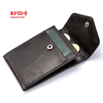 Модерен RFID-портфейл, женски, мъжки, мини-изключително тънък кожен портфейл, тънка кесия, портфейл за монети, кредитни карти за самоличност и за притежателите на карти, калъфи за карти