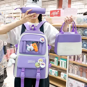 Модерен женски раница 3 в 1, сладка училищна чанта с окачване за момичета, многофункционални раници за съхранение, водоустойчив пътни чанти