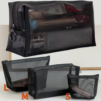 Модерен прозрачен Мрежест джоб за грим, органайзер, чанта за съхранение, ежедневни чанти за измиване на тоалетни принадлежности с цип, дамски пътна косметичка