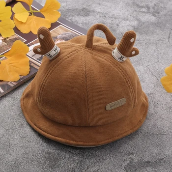Модерна зимна шапка-кофа за бебета, скъпа, с широка периферия, защита от ултравиолетови лъчи, риболов, однотонная, утепленная шапка с рога оленьими