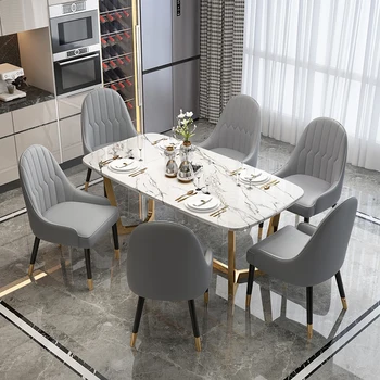 Модерна проста и луксозна всекидневна, мраморна, цялата разтегателен маса, маса за хранене, стол, комбинирана мебели
