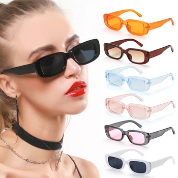 Модерни дамски слънчеви очила в ретро-стил, очила с квадратни рамки, Малки правоъгълни слънчеви очила с защита от uv 400, Аксесоари за пътуване