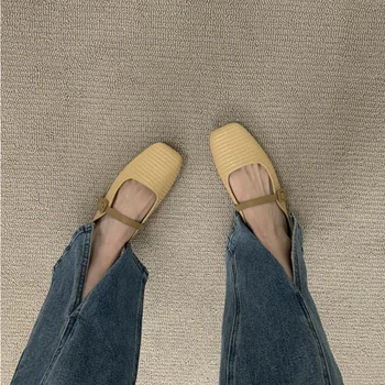 Модерни Ежедневни дамски чехли с отворени пръсти в ретро стил, новост 2023 г., пролетно-летни дамски чехли на равна подметка, обувки Мюлер