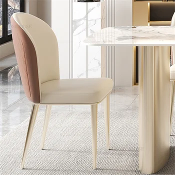 Модерни минималистичные кожени Кухненски кът, столове, скандинавски луксозен дизайнерски стол за дневна, хотелски стол за домашно почивка с облегалка