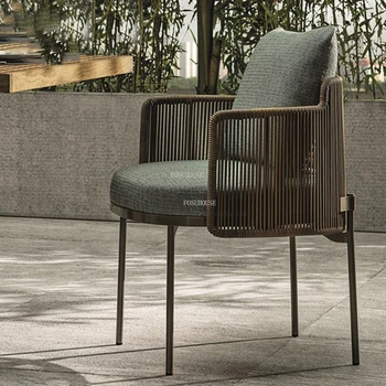 Модерни столове за дневна от ратан Улично дизайнерски стол Скандинавски лукс Стол С облегалка стол за Хранене, Мебели за интериора на Хапки HY