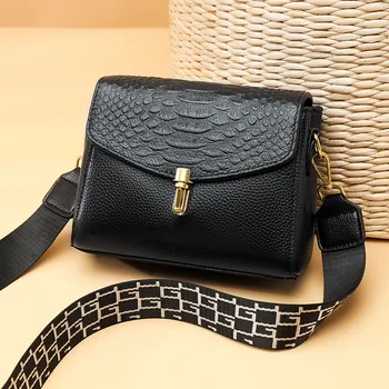 Модна дизайнерска чанта-месинджър, дамски ежедневни чанти-тоут от естествена кожа, дамски и бяла чанта-прашка