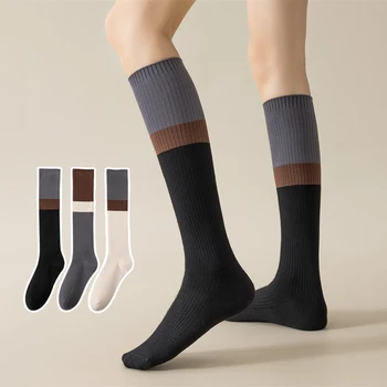 Модни Дамски Чорапи с Високо Качество, Цветни, В Консервативна Стил, Дългите Есенни и Зимни Чорапи За Жени, Топли Японски Чорапогащи до коляното