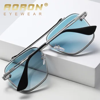 Модни метални очила Нови Градиентные слънчеви очила Цветни два цвята слънчеви очила в голяма рамка